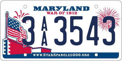 MD license plate 3AA3543