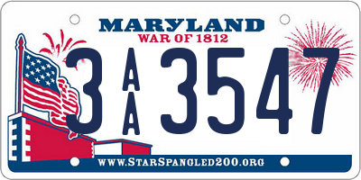 MD license plate 3AA3547