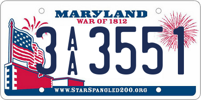 MD license plate 3AA3551