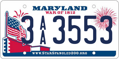 MD license plate 3AA3553
