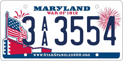 MD license plate 3AA3554