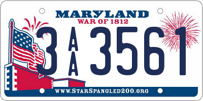 MD license plate 3AA3561