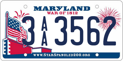 MD license plate 3AA3562