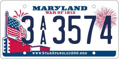 MD license plate 3AA3574