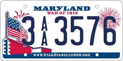 MD license plate 3AA3576