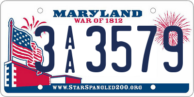 MD license plate 3AA3579