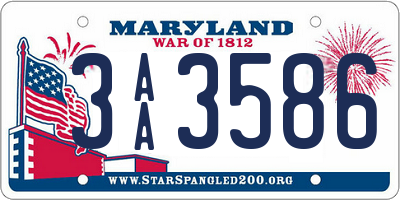 MD license plate 3AA3586