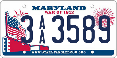 MD license plate 3AA3589