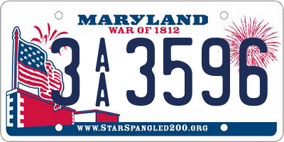 MD license plate 3AA3596