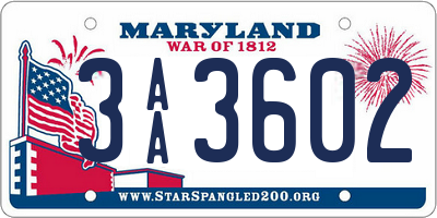 MD license plate 3AA3602