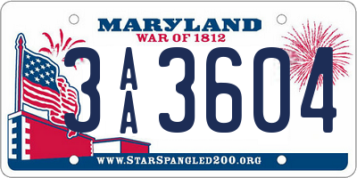 MD license plate 3AA3604