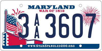 MD license plate 3AA3607