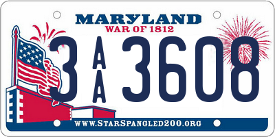 MD license plate 3AA3608