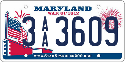 MD license plate 3AA3609