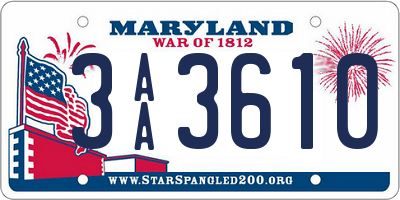 MD license plate 3AA3610