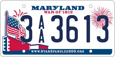 MD license plate 3AA3613
