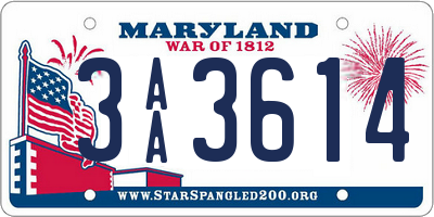 MD license plate 3AA3614