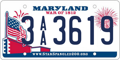 MD license plate 3AA3619