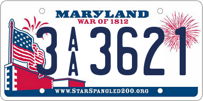 MD license plate 3AA3621