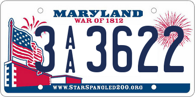 MD license plate 3AA3622