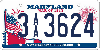 MD license plate 3AA3624