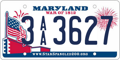 MD license plate 3AA3627