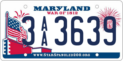 MD license plate 3AA3639