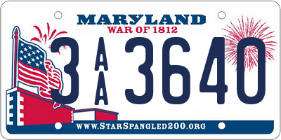 MD license plate 3AA3640