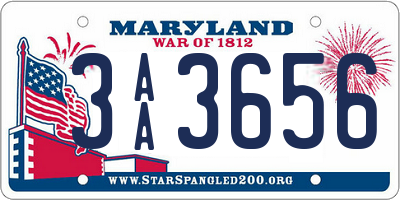 MD license plate 3AA3656