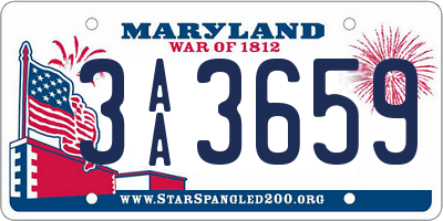 MD license plate 3AA3659