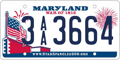 MD license plate 3AA3664