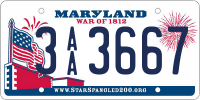 MD license plate 3AA3667