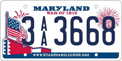 MD license plate 3AA3668