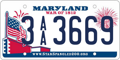 MD license plate 3AA3669