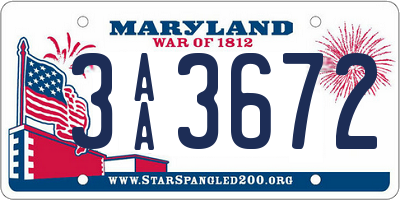 MD license plate 3AA3672