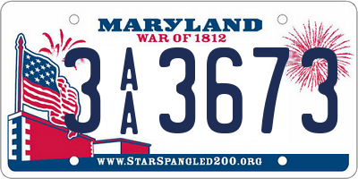 MD license plate 3AA3673