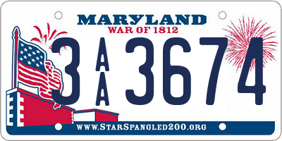 MD license plate 3AA3674