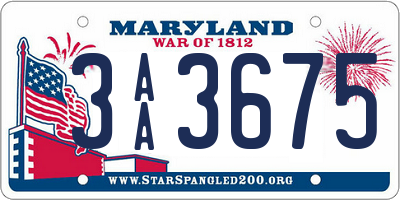 MD license plate 3AA3675