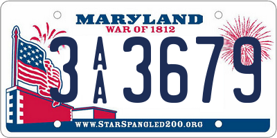 MD license plate 3AA3679