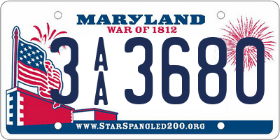 MD license plate 3AA3680