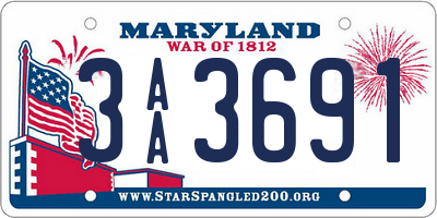 MD license plate 3AA3691