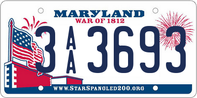 MD license plate 3AA3693