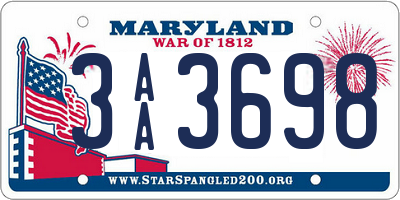 MD license plate 3AA3698