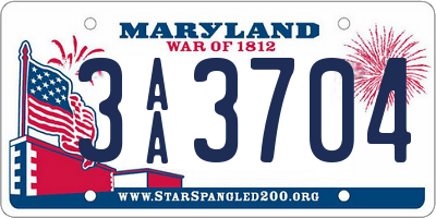 MD license plate 3AA3704