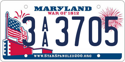 MD license plate 3AA3705