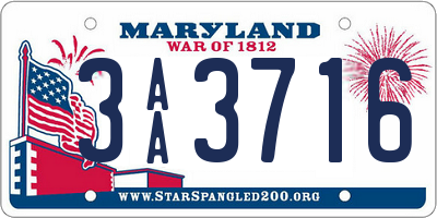 MD license plate 3AA3716