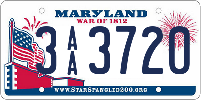 MD license plate 3AA3720