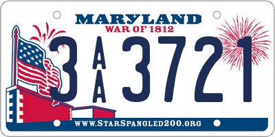 MD license plate 3AA3721