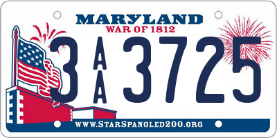 MD license plate 3AA3725