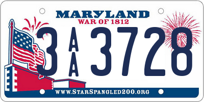 MD license plate 3AA3728